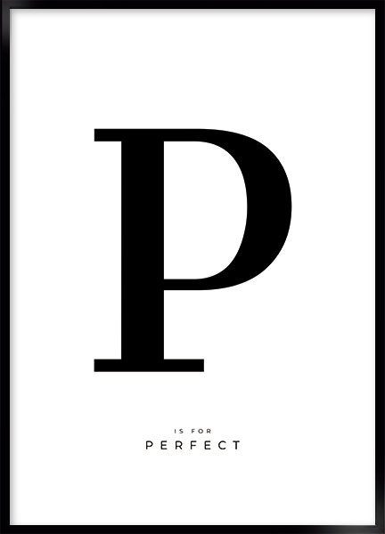 Plakat Letter P - Sort-hvid