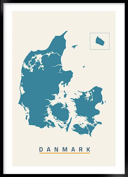 Plakat - Danmarkskort no5