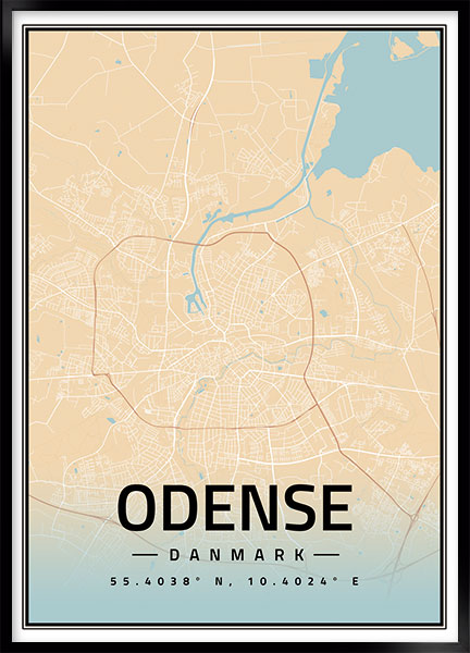 Plakat Kort Odense no4 - Bykort