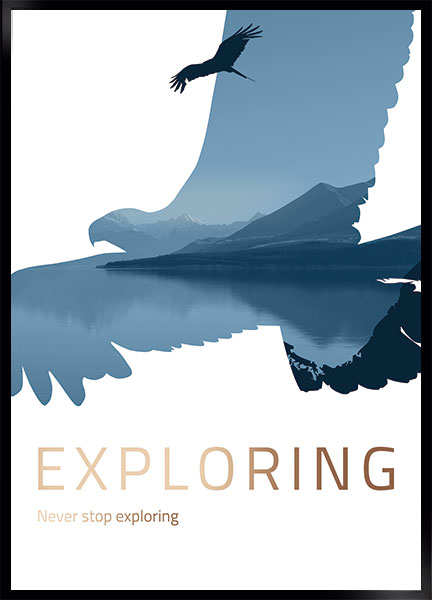 Plakat Exploring - Stil: Naturblå