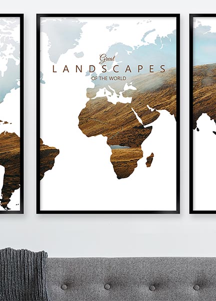 Plakat - Verdenskort landscape no1